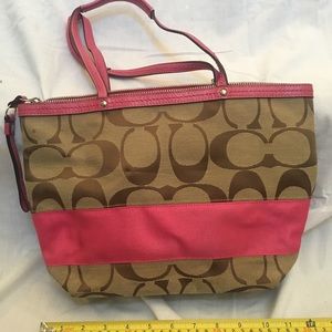 Coach pink shoulder tote